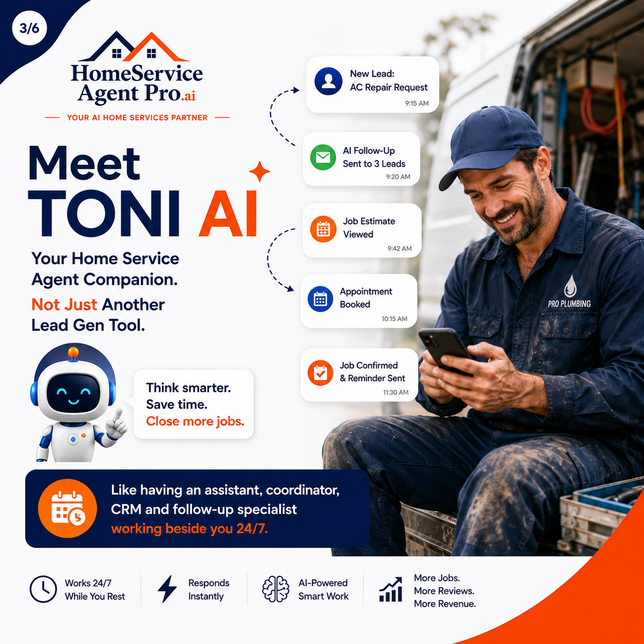 Original carousel artwork introducing TONI AI as the home service agent companion